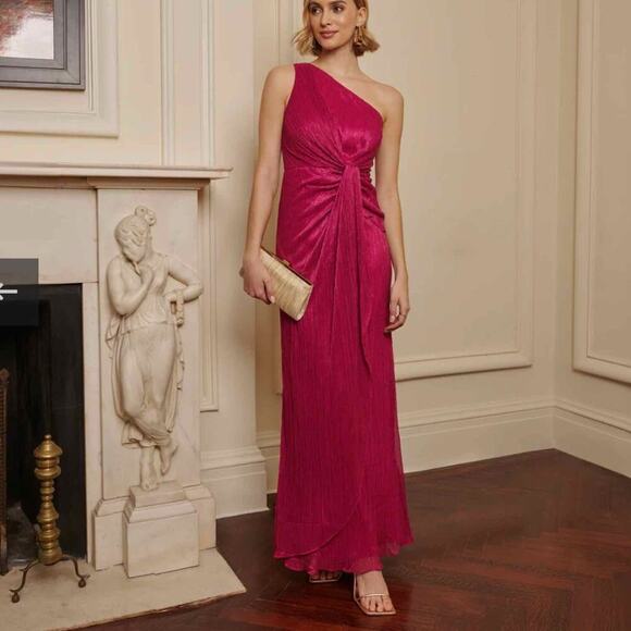 Adrianna Papell Women's Stardust Pleated Draped Gown Size US 6 Magenta - Picture 10 of 12